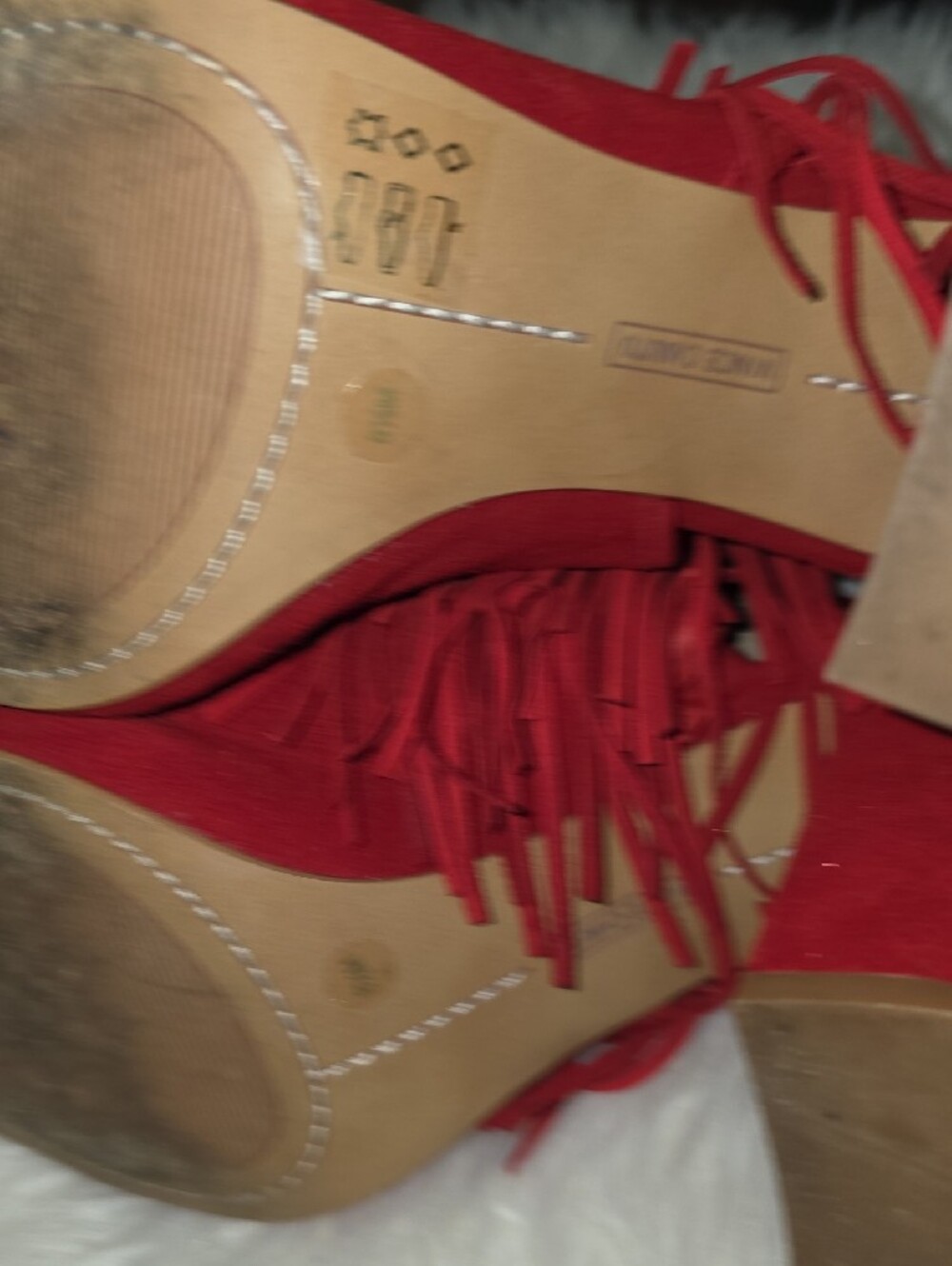 Fringe Peep-Toe Sandal - Red - Picture 8 of 8